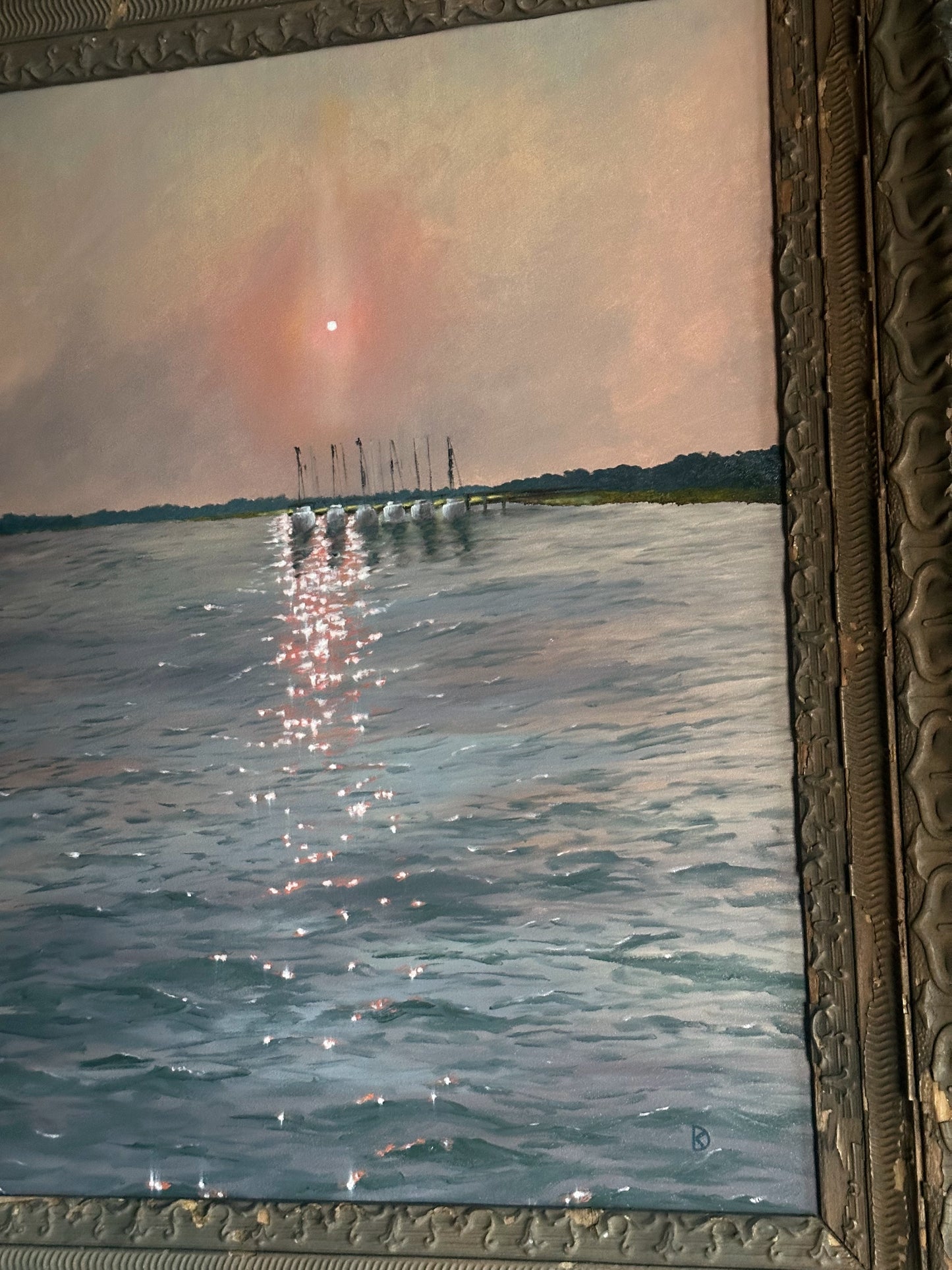 “Difference of Perspective” Oil Painting in Antique Frame - 28.5" x 24.5"