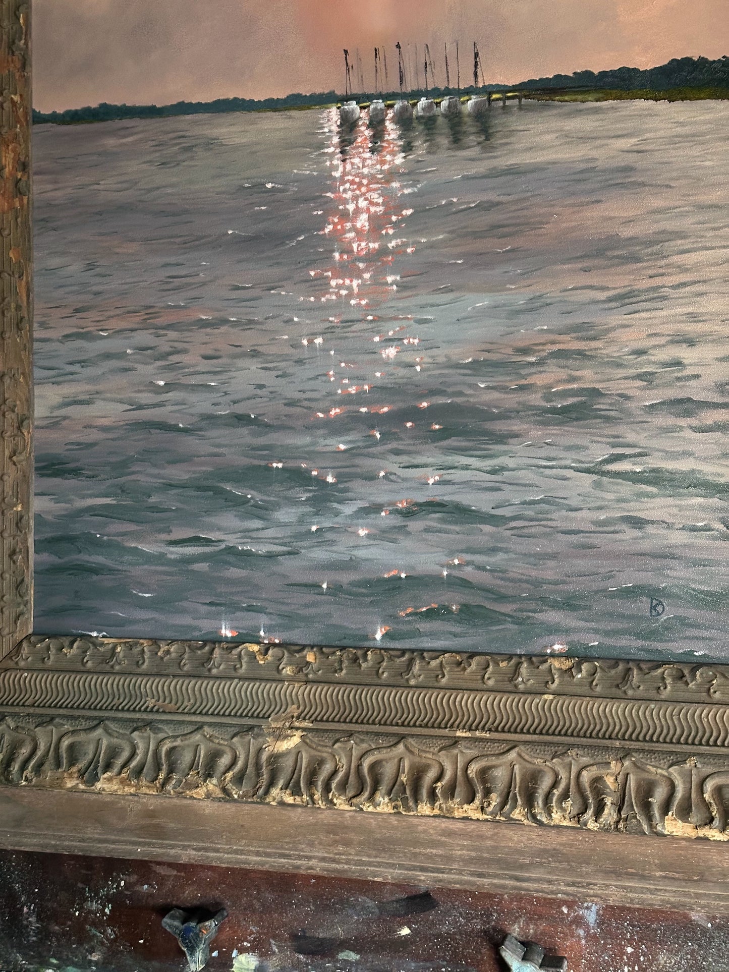 “Difference of Perspective” Oil Painting in Antique Frame - 28.5" x 24.5"