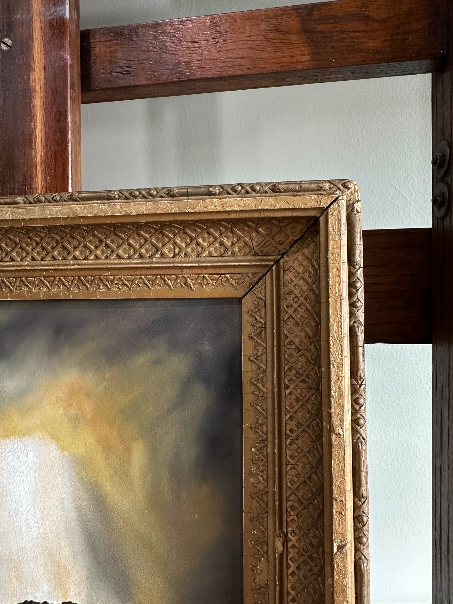 “Ease One Life” Oil Painting in Antique NY Frame - 16.5" x 14.25"