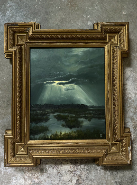 “Mutual Ground” Oil Painting in Antique Frame - 17.25" x 15.25"