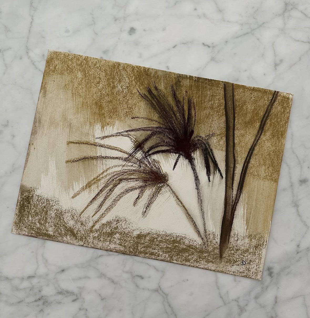 “Study of Palms” Pastel Painting - 9" x 12"