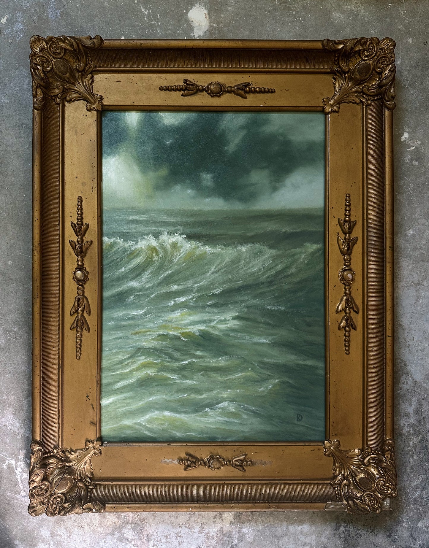 “Truce” Oil Painting in Antique Frame - 21.5" x 16.25"