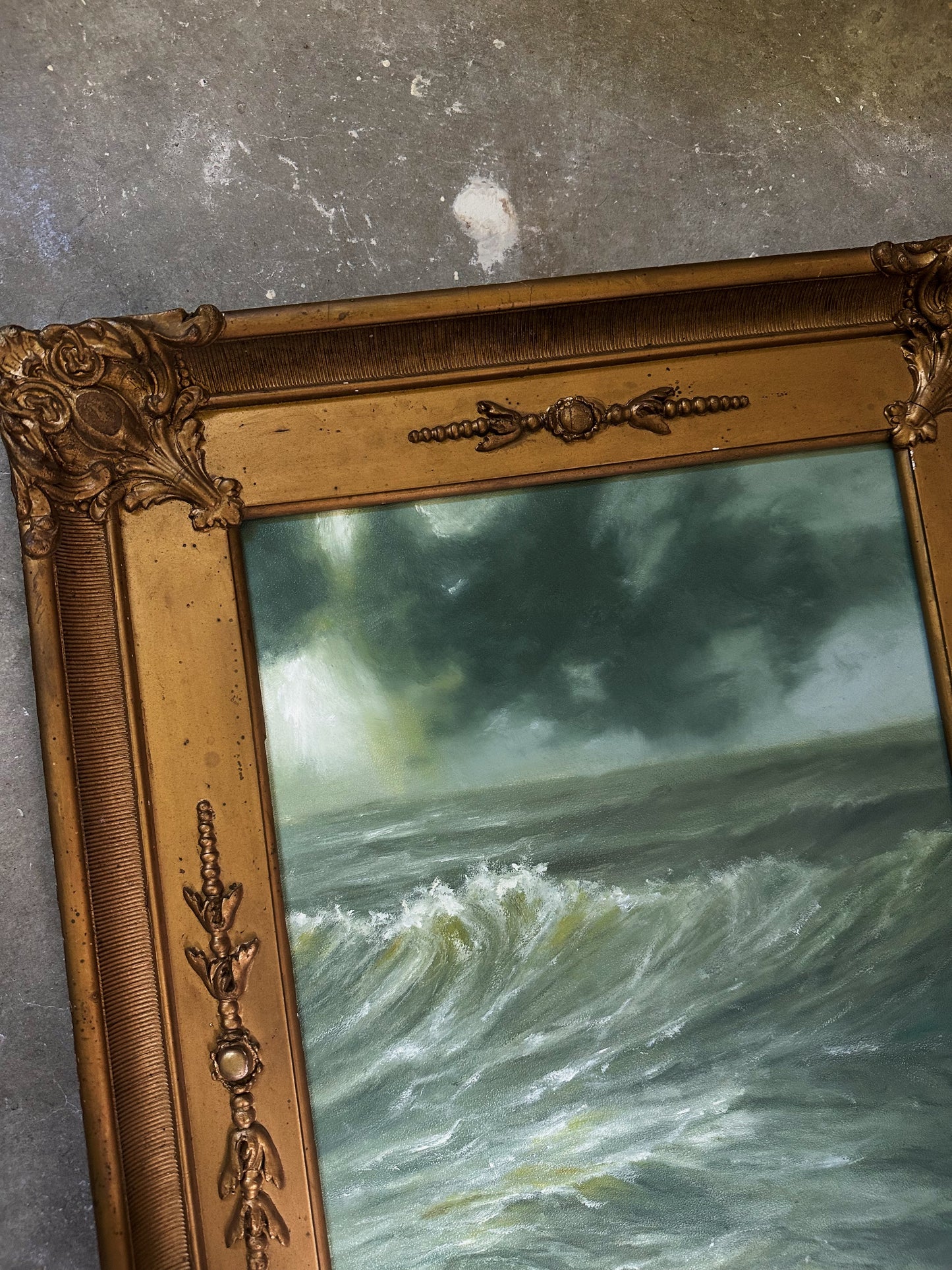 “Truce” Oil Painting in Antique Frame - 21.5" x 16.25"