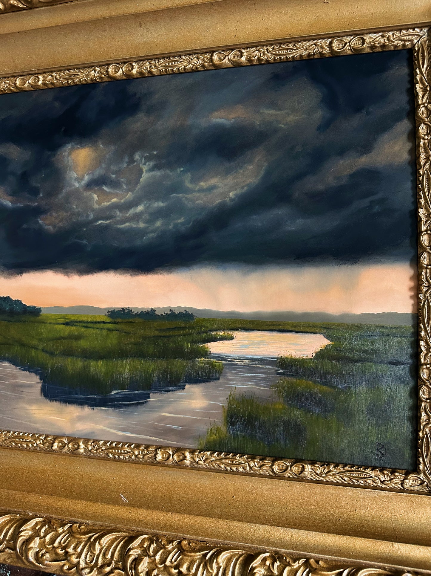 “Bookmarked” Antique Framed Oil Painting - 28.5” x 24.5”