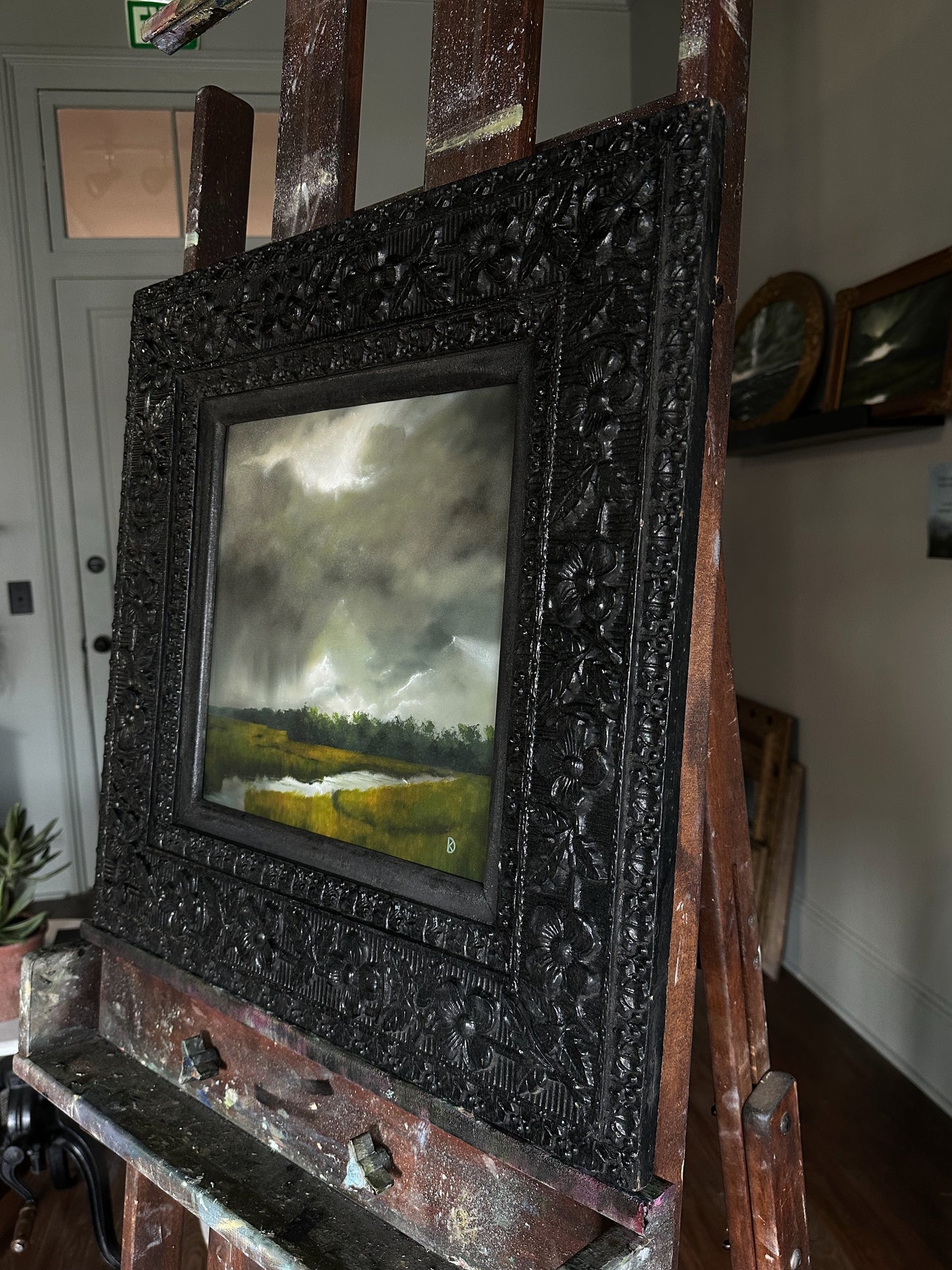 “Like a Memory” Oil Painting in Antique Frame - 21" x 21"