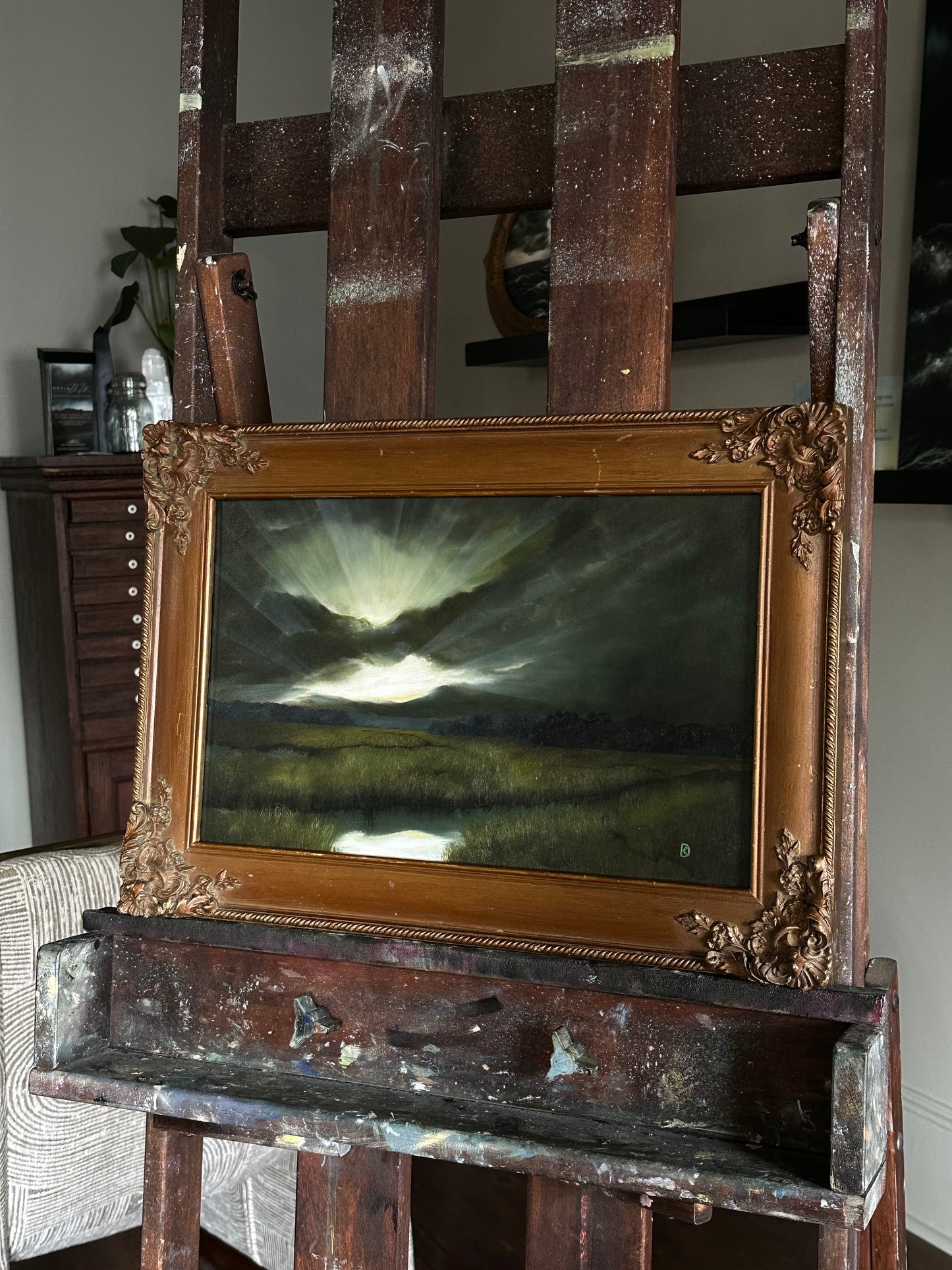 “But When She Loves” Oil Painting in Antique Frame - 19.5" x 13.75"
