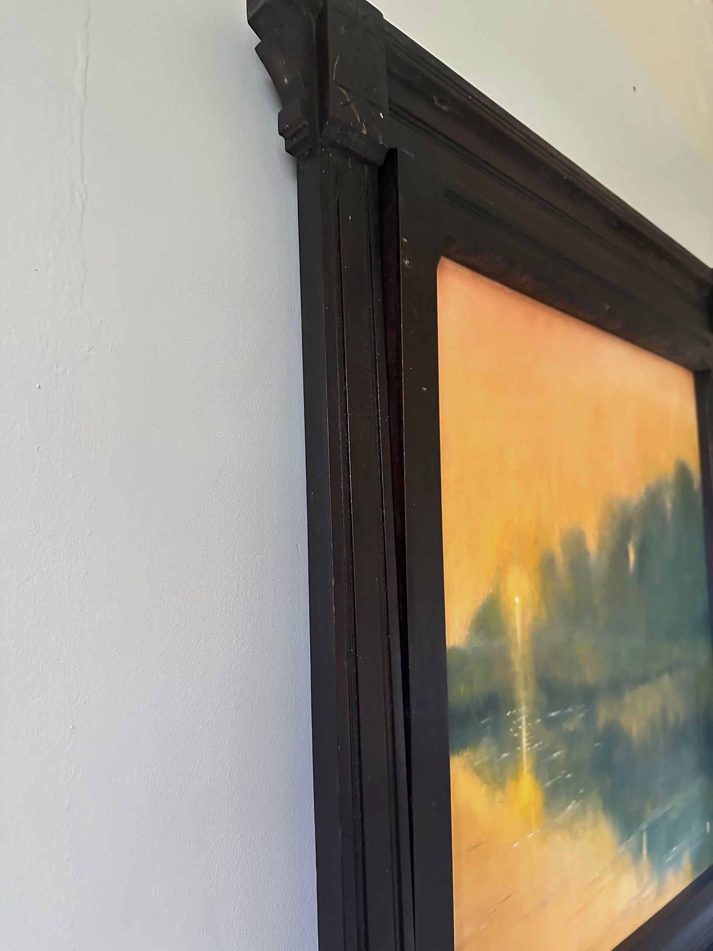 "Retelling" Oil Painting in Antique Eastlake Salvage - 37.75" x 29.75"