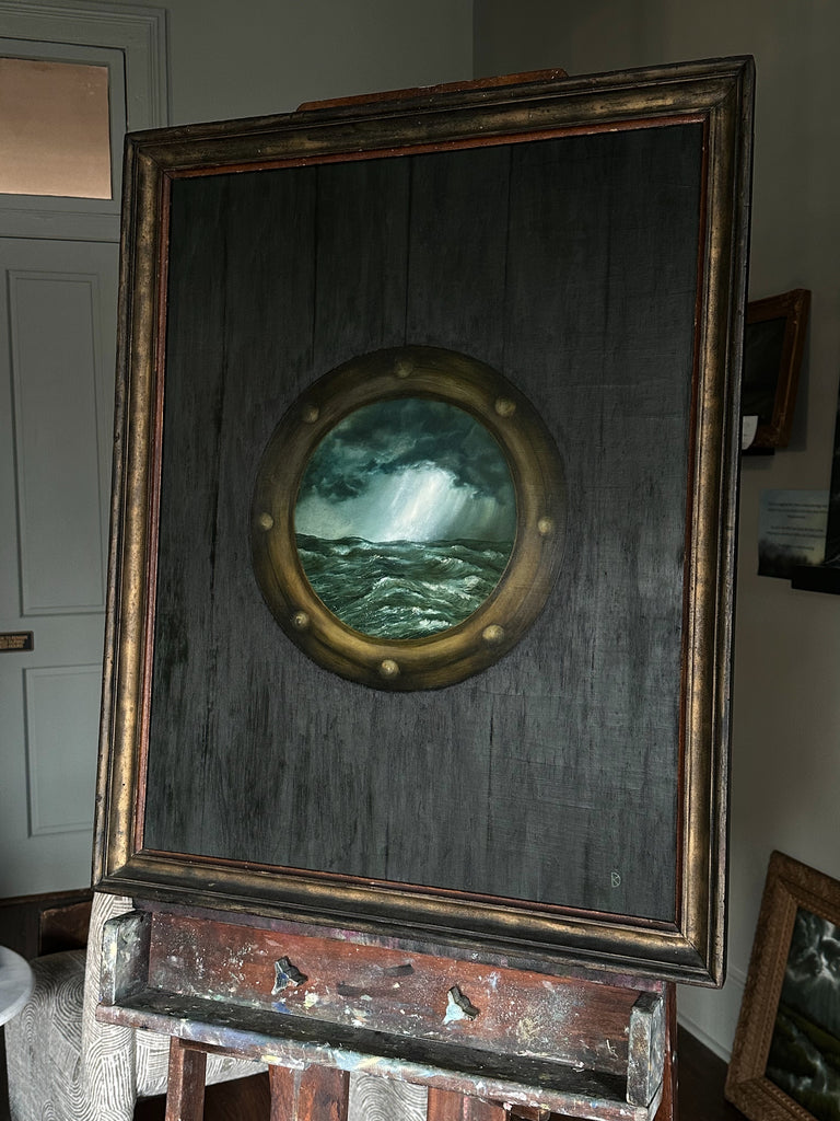 “Holdfast” Oil Painting in Antique Frame - 32" x 26"