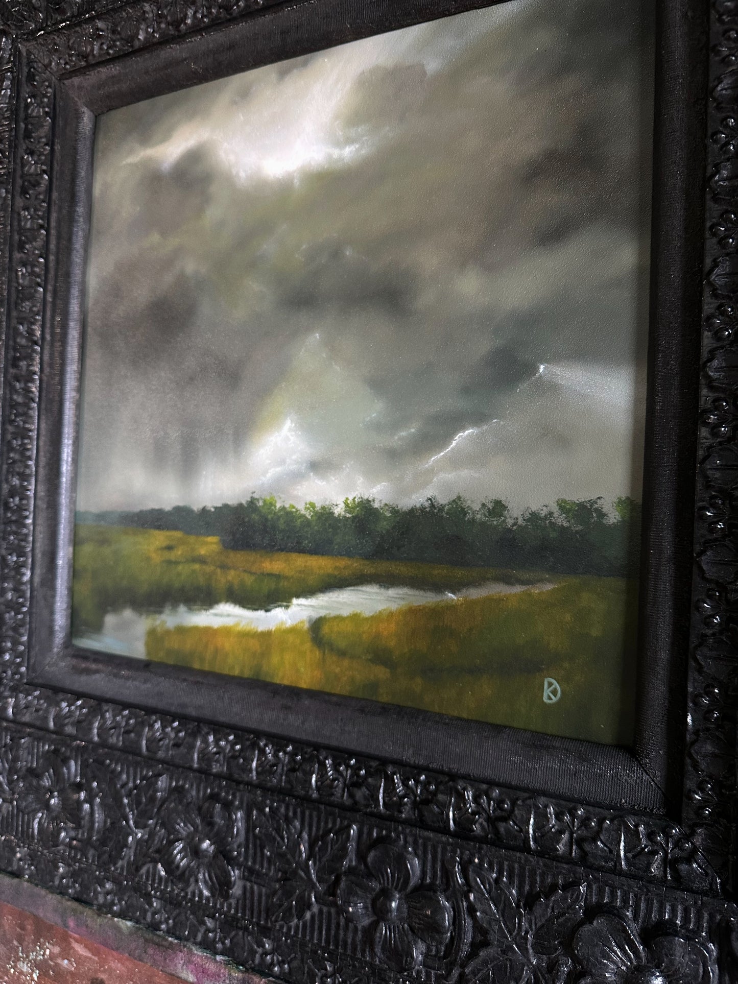 “Like a Memory” Oil Painting in Antique Frame - 21" x 21"