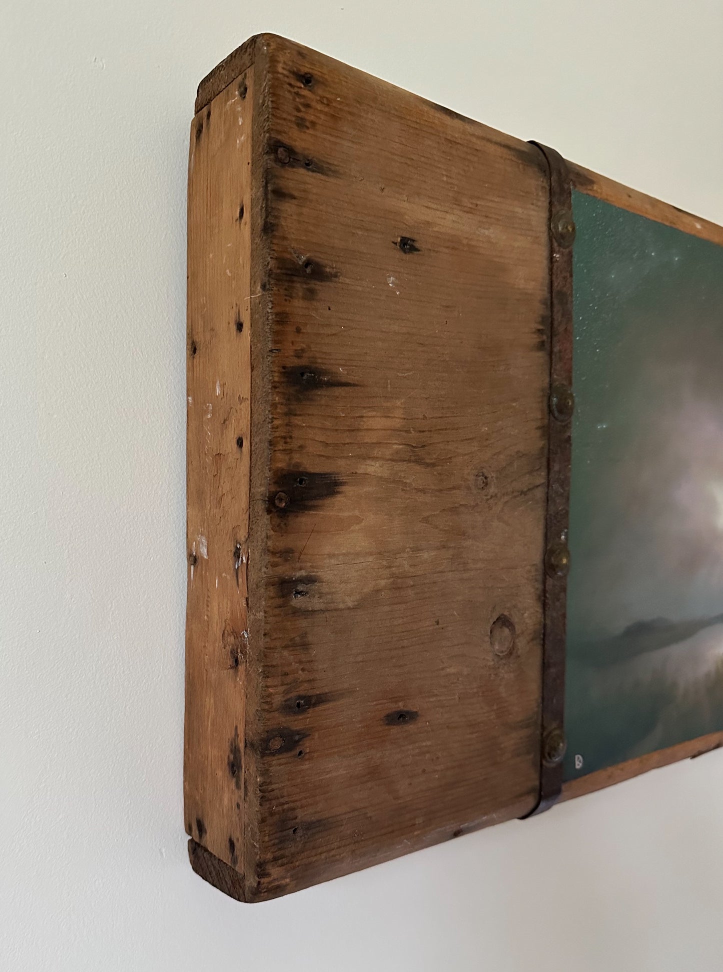 "Arduous Efforts" Oil Painting on Antique Salvage - 25" x 14"