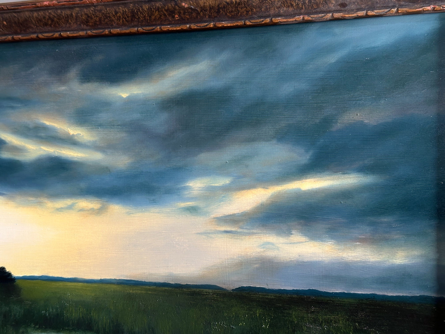 “Held My Heart” Oil Painting in Antique French Frame - 15" x 10.25"