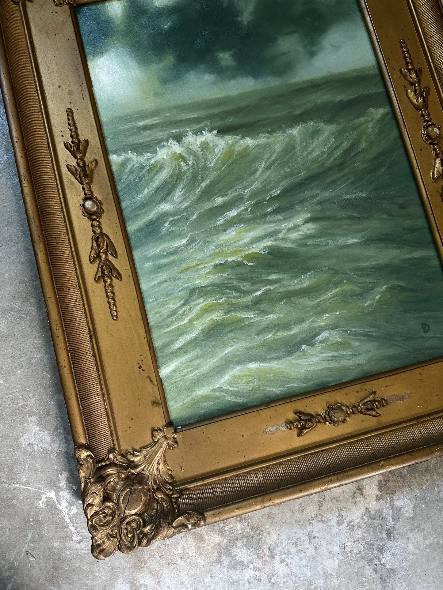 “Truce” Oil Painting in Antique Frame - 21.5" x 16.25"