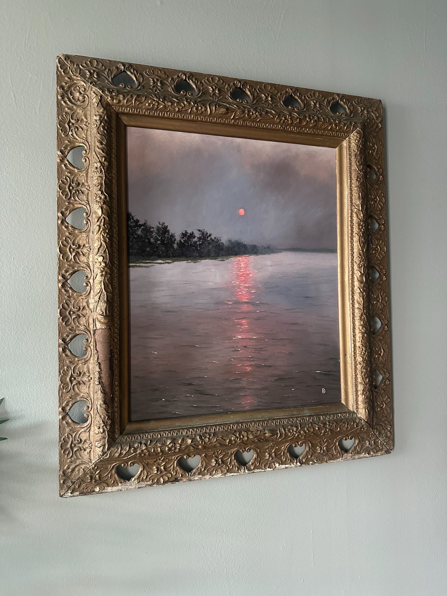 "Level Brim” Oil Painting in Antique Frame - 30" x 26.25"