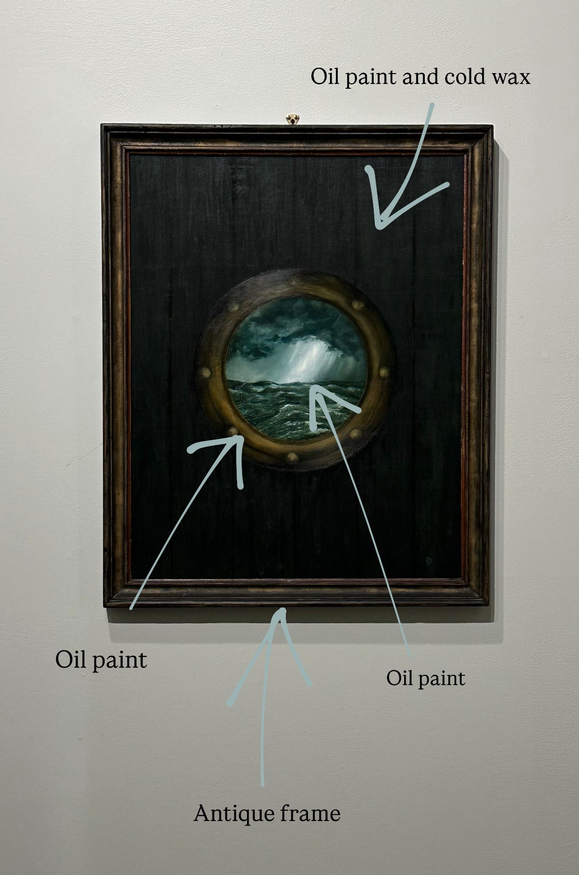 “Holdfast” Oil Painting in Antique Frame - 32" x 26"