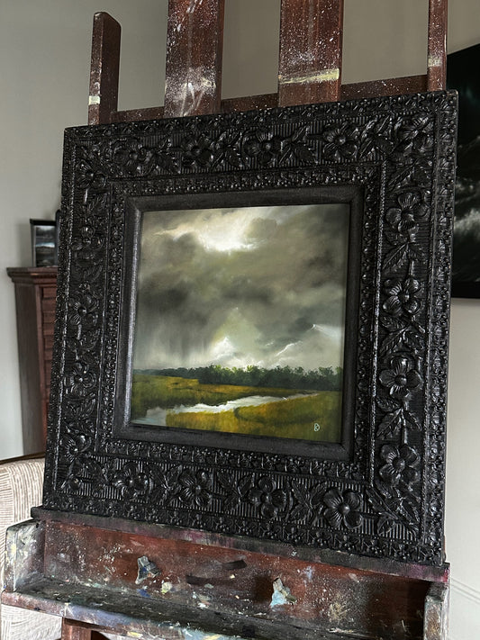 “Like a Memory” Oil Painting in Antique Frame - 21" x 21"