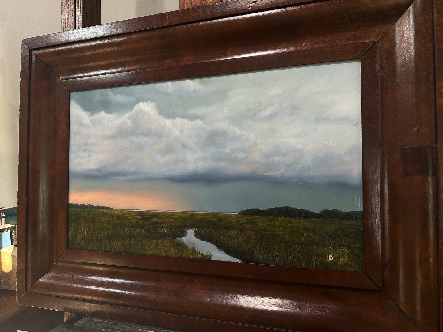 “Leaving Space” Antique Framed Oil Painting - 30.8" x 22"
