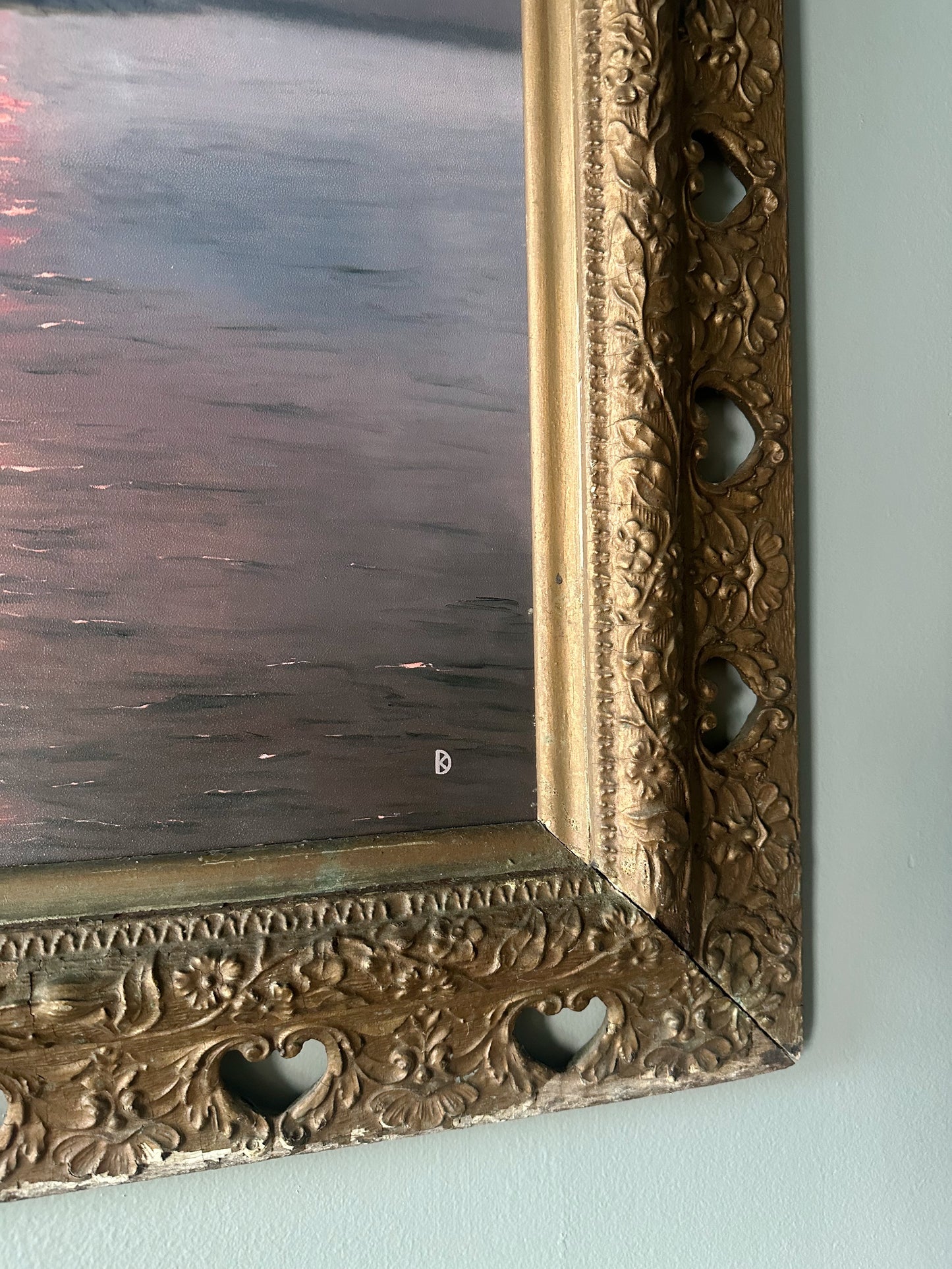 "Level Brim” Oil Painting in Antique Frame - 30" x 26.25"