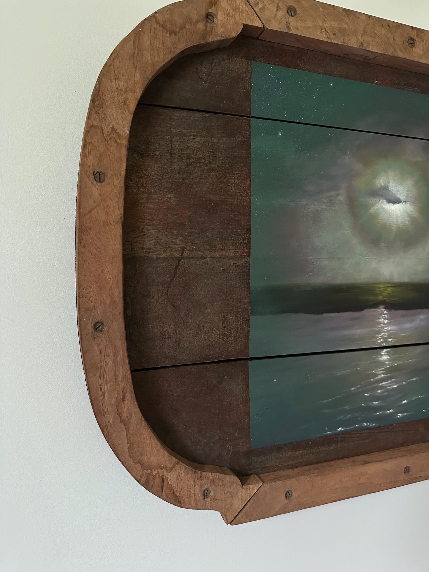 "Reminders" Oil Painting on Antique Salvage - 29" x 21"