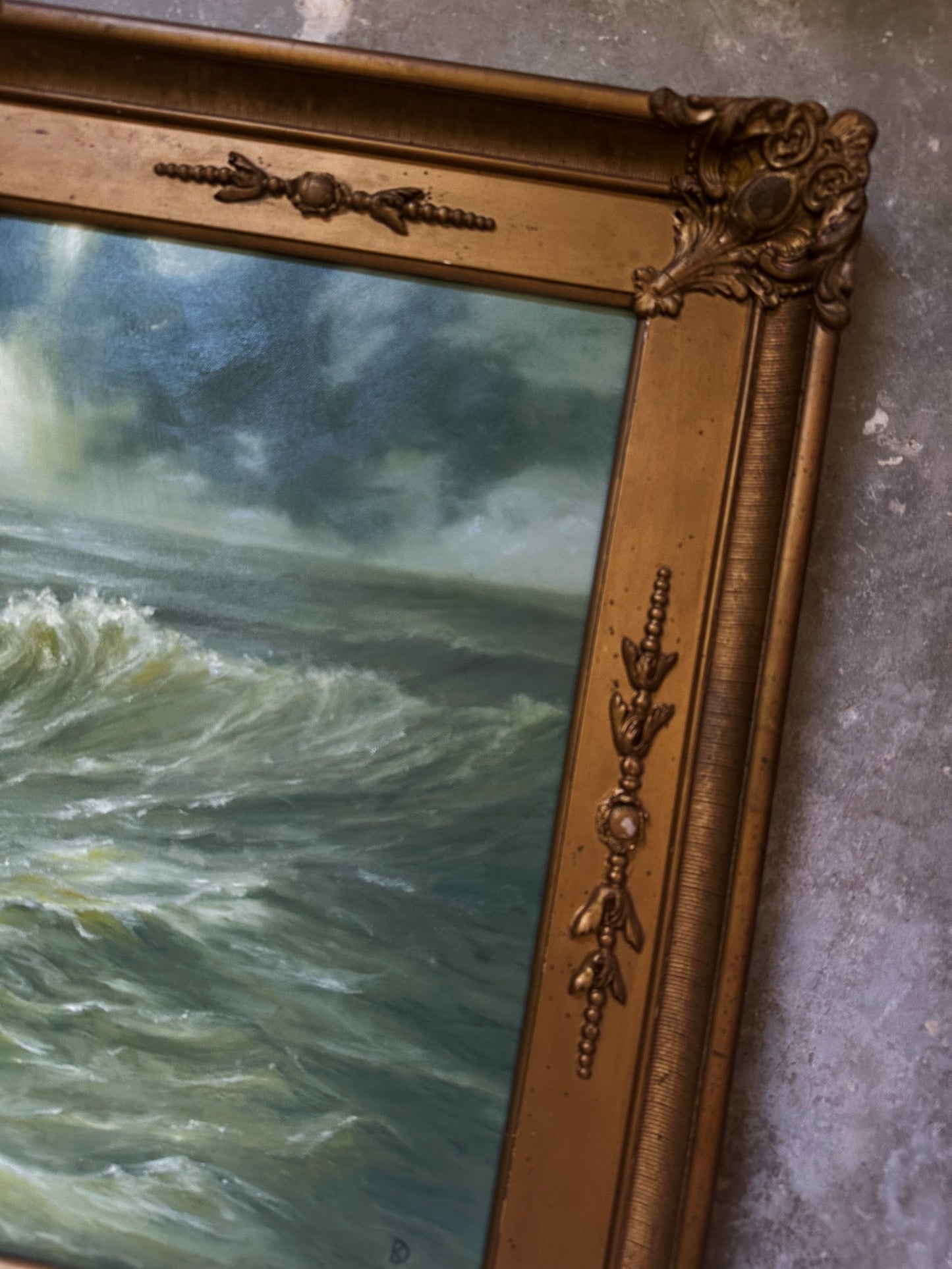 “Truce” Oil Painting in Antique Frame - 21.5" x 16.25"