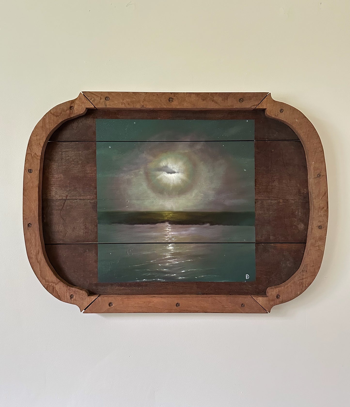 "Reminders" Oil Painting on Antique Salvage - 29" x 21"