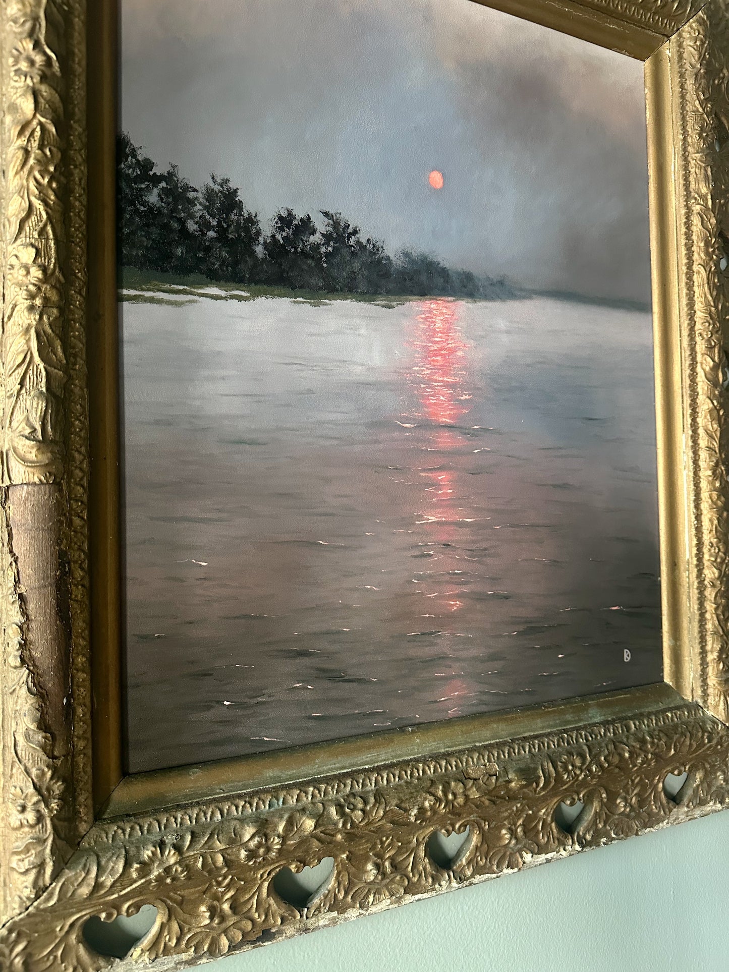 "Level Brim” Oil Painting in Antique Frame - 30" x 26.25"