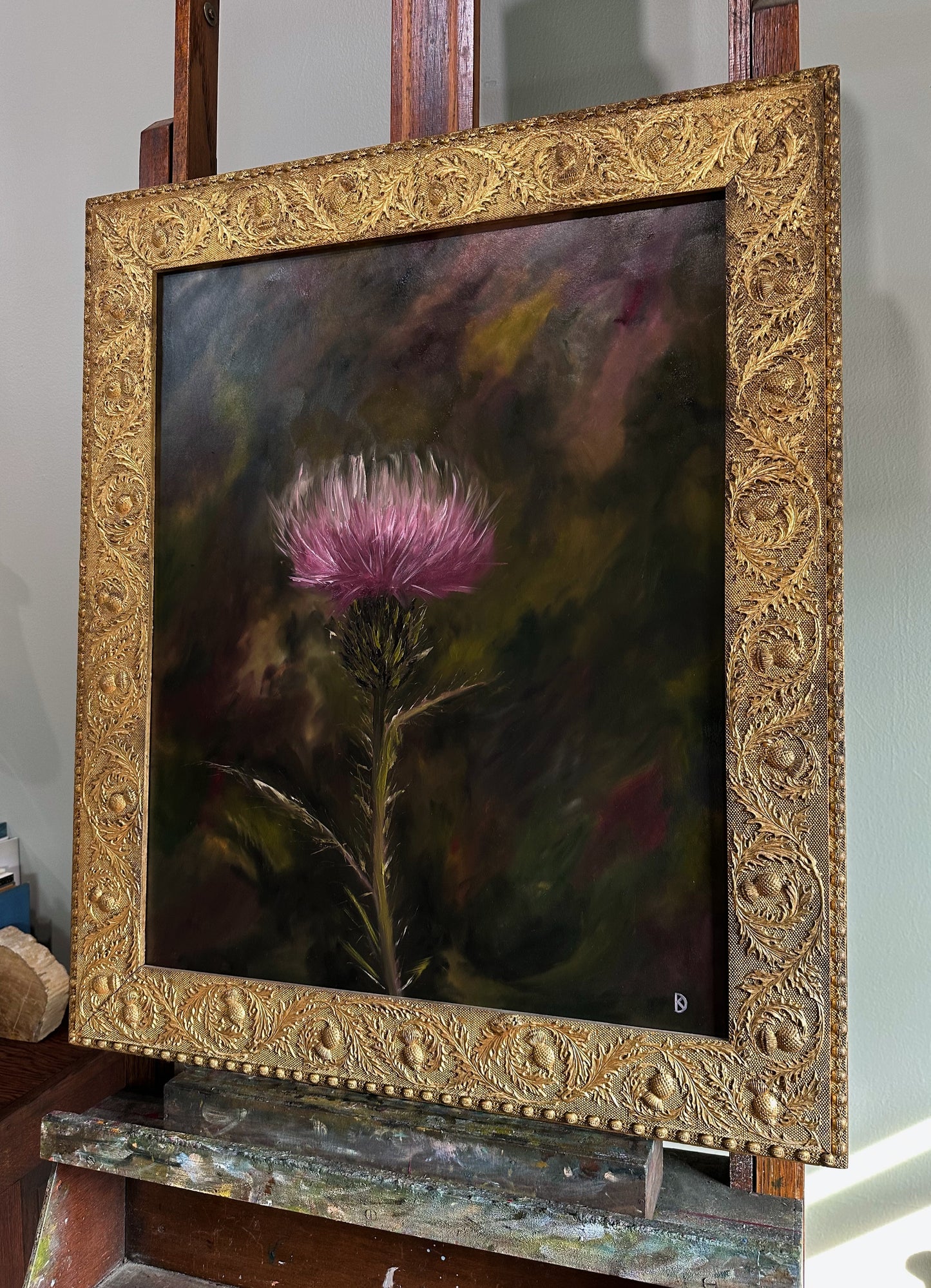 “Defied the Storm I” Oil Painting in Antique Scottish Frame - 33.5" x 28.25"