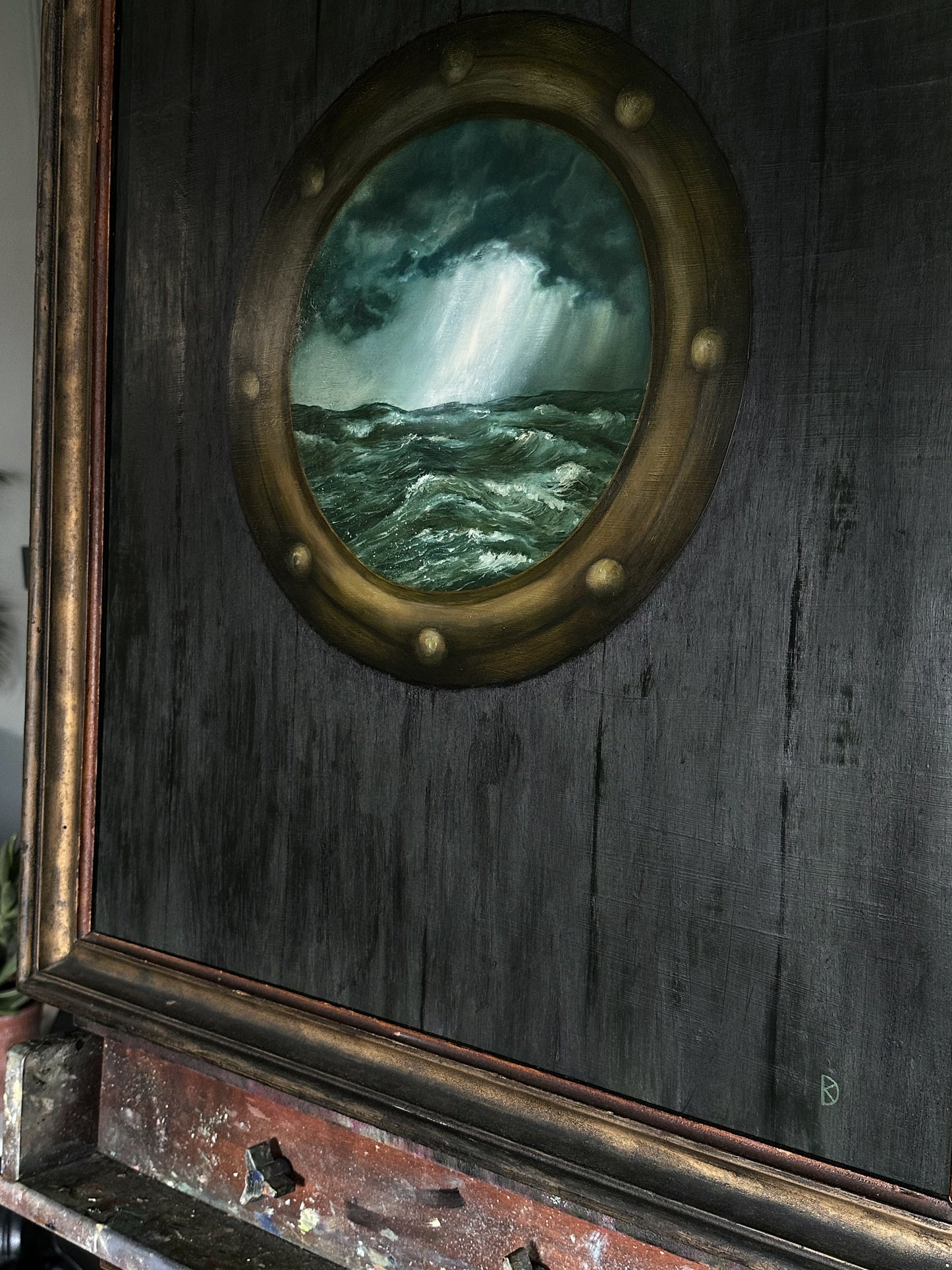 “Holdfast” Oil Painting in Antique Frame - 32" x 26"