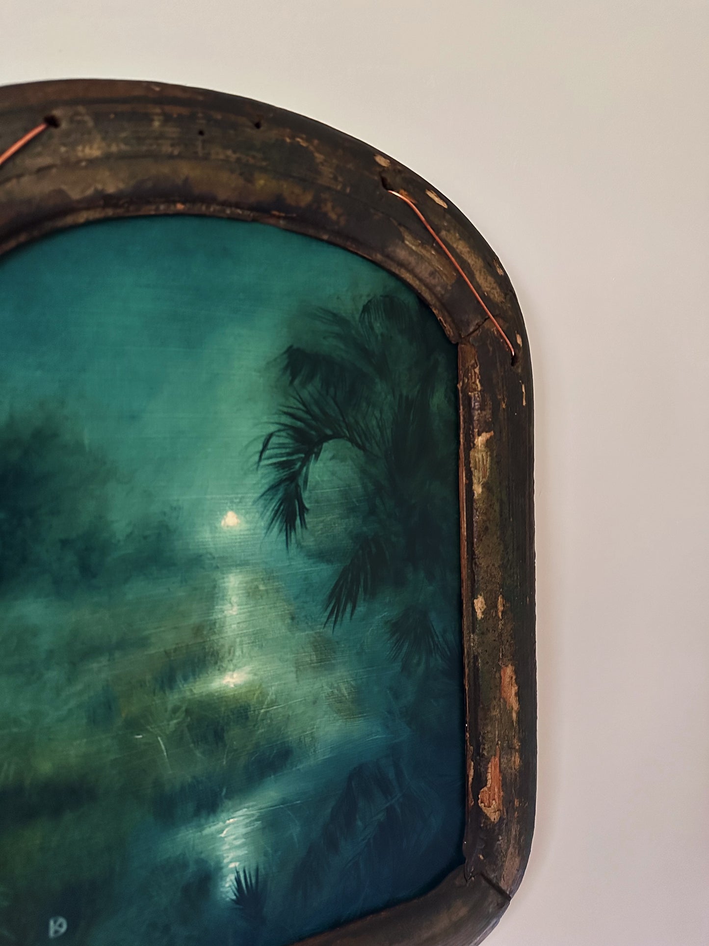 "Stitched Closed" Oil Painting in Antique 18th C. French Frame - 18" x 13.75"