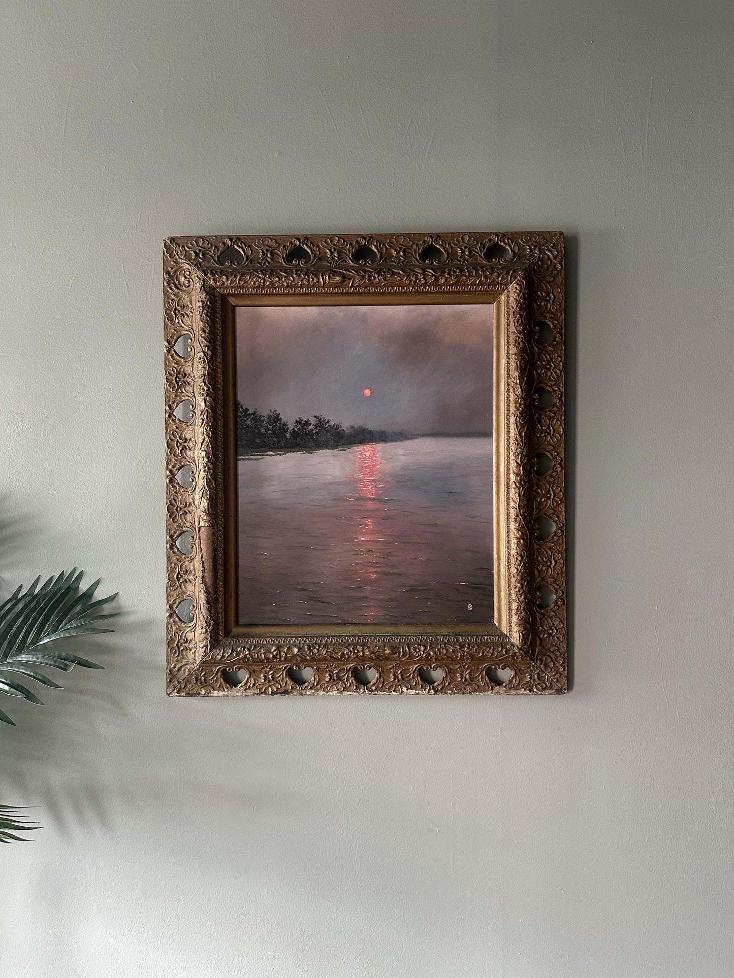 "Level Brim” Oil Painting in Antique Frame - 30" x 26.25"
