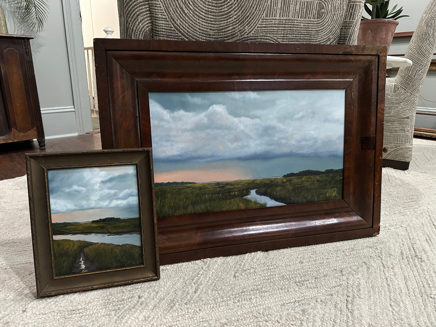 “Leaving Space” Antique Framed Oil Painting - 30.8" x 22"