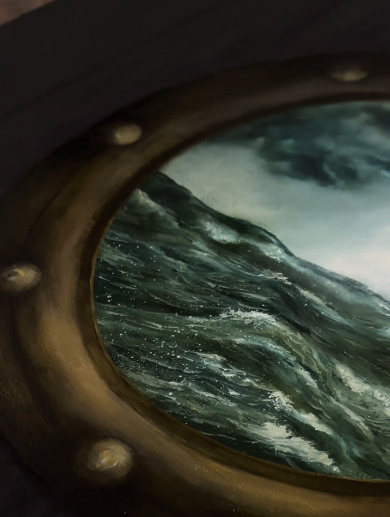 “Holdfast” Oil Painting in Antique Frame - 32" x 26"