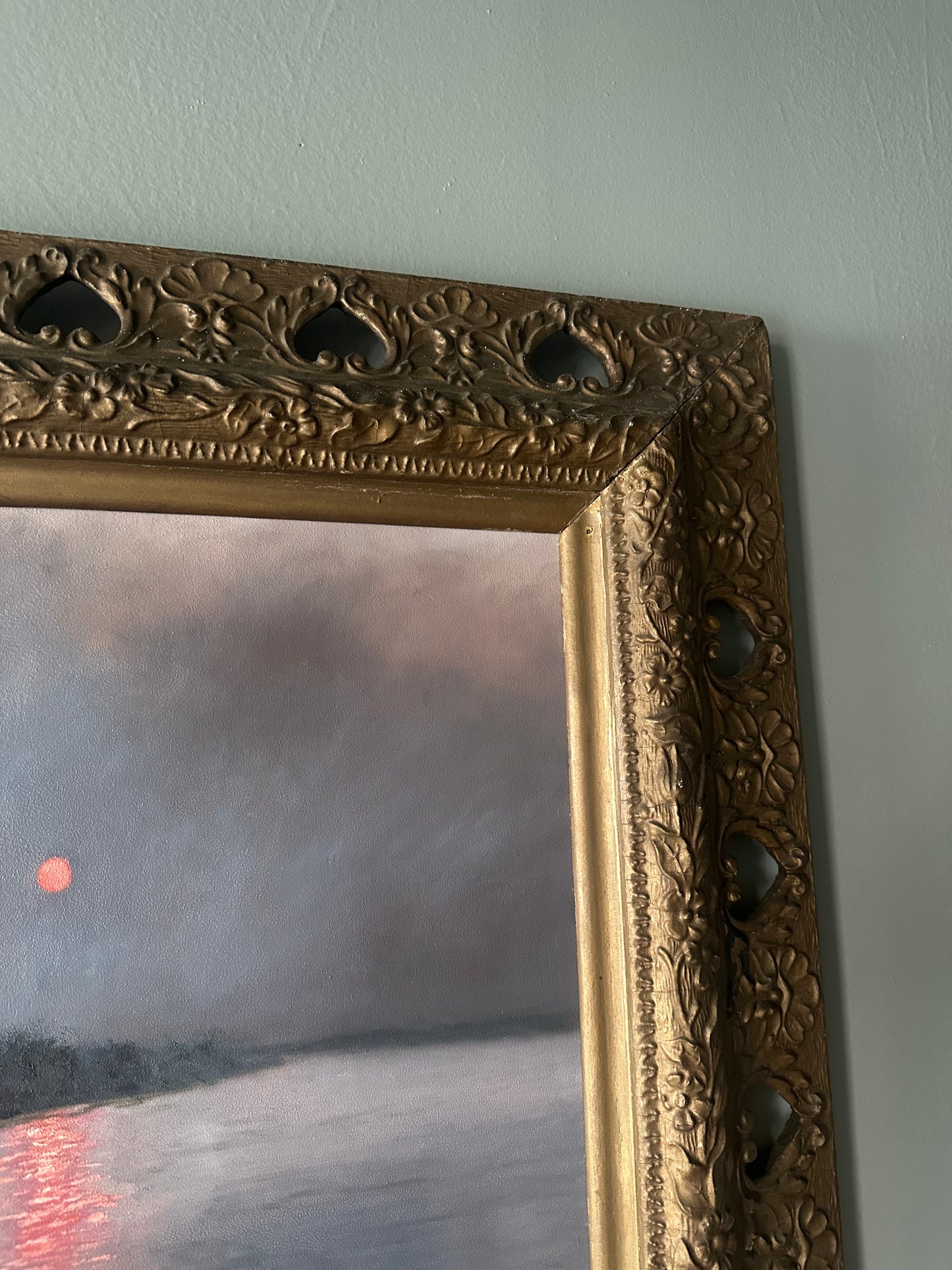 "Level Brim” Oil Painting in Antique Frame - 30" x 26.25"