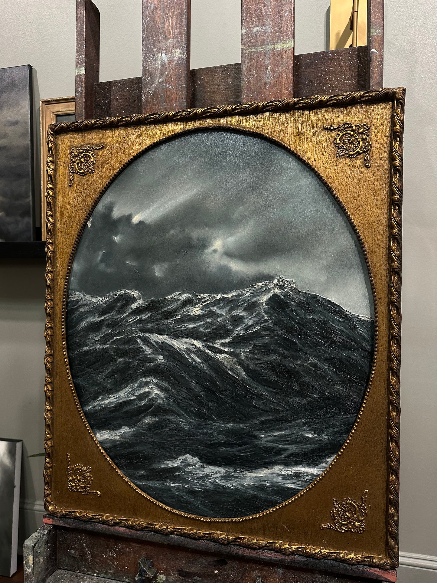 "Still There” Oil Painting in Antique Frame - 23.5" x 19.5"