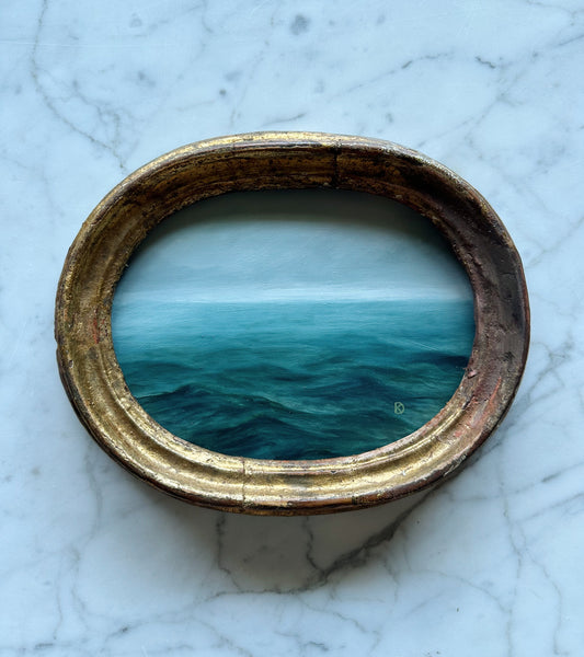 "Weathered Past" Oil Painting in Antique 1780s Italian Frame - 8.75" x 7"