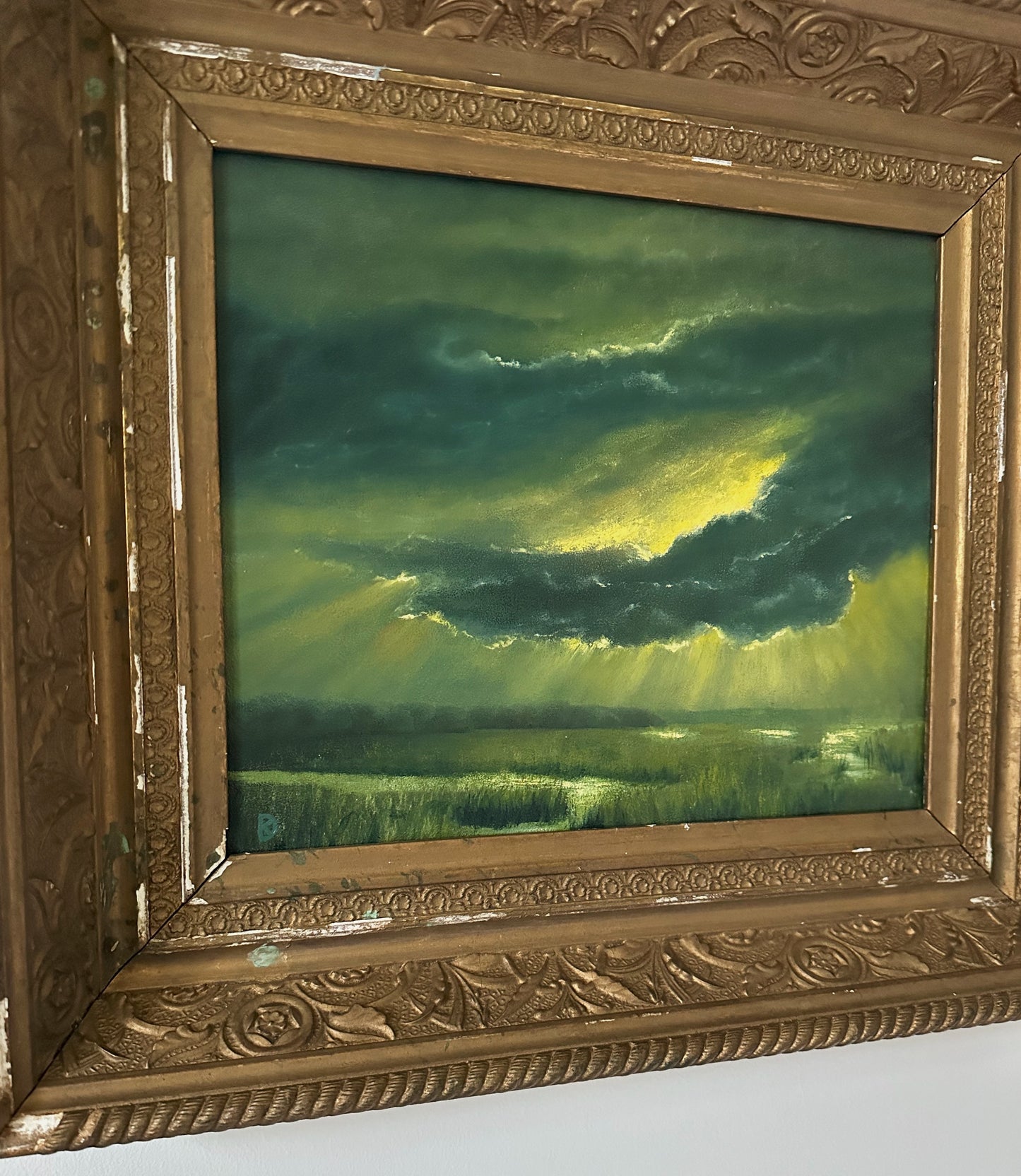 "Mosaic of New Beginnings" Oil Painting in Antique Frame - 17.5" x 15.75"