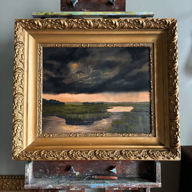 “Bookmarked” Antique Framed Oil Painting - 28.5” x 24.5”