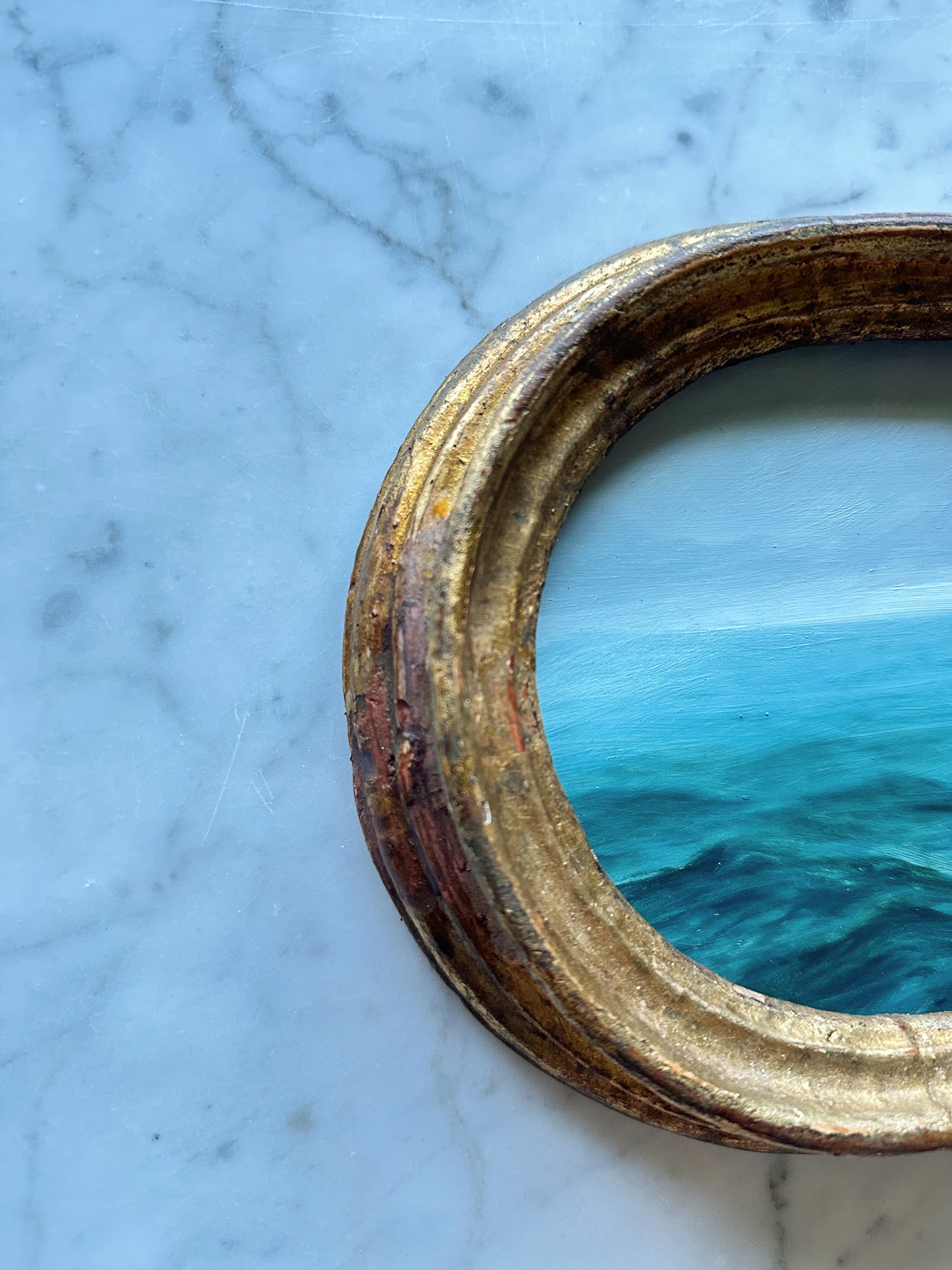 "Weathered Past" Oil Painting in Antique 1780s Italian Frame - 8.75" x 7"