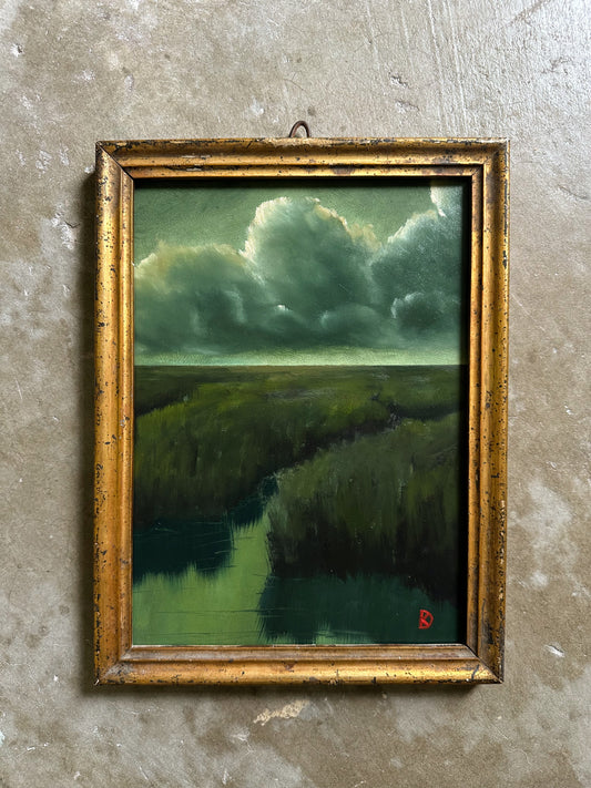 "Every Inhale" Oil Painting in Antique Italian Frame - 11" x 8.5"