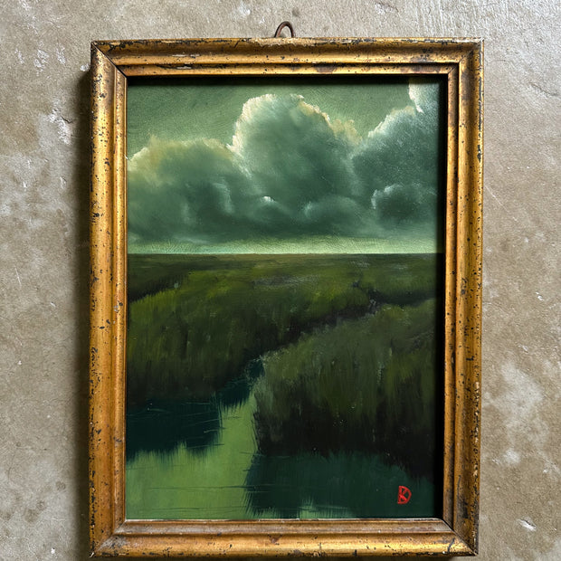"Every Inhale" Oil Painting in Antique Italian Frame - 11" x 8.5"