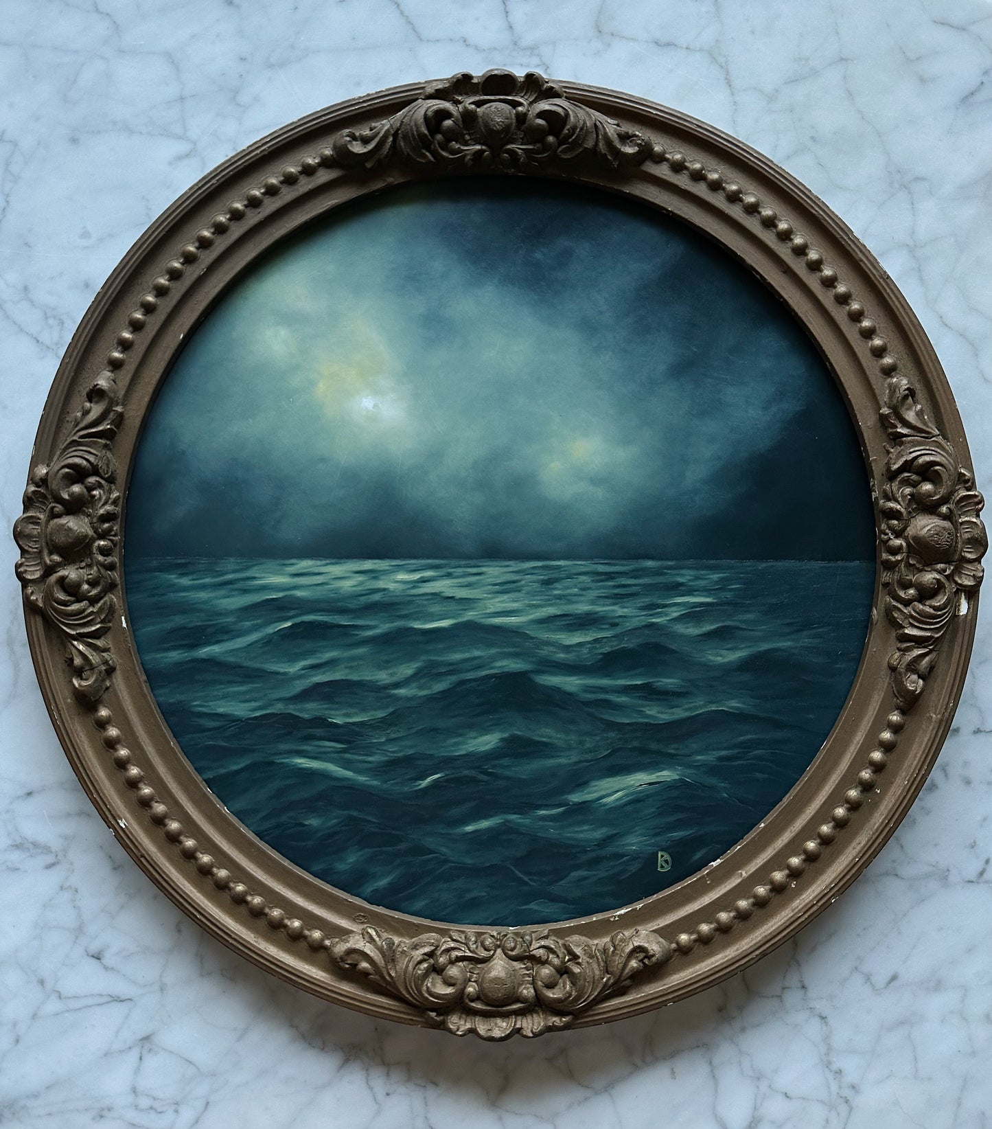 "Constant Remains" Oil Painting in Antique Frame - 18.75"