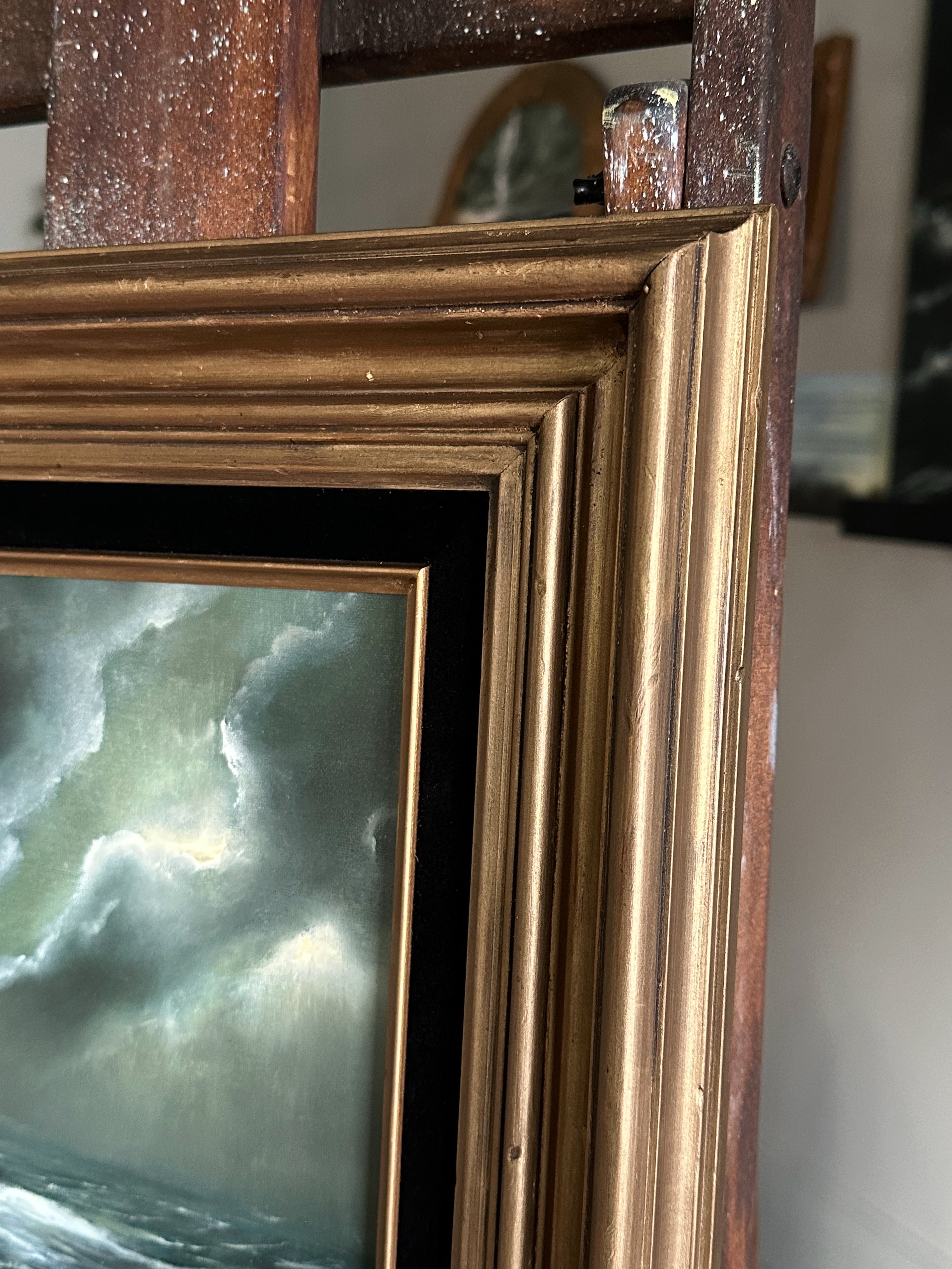 “Sink or Swim III” Oil Painting in Vintage Frame - 20.5
