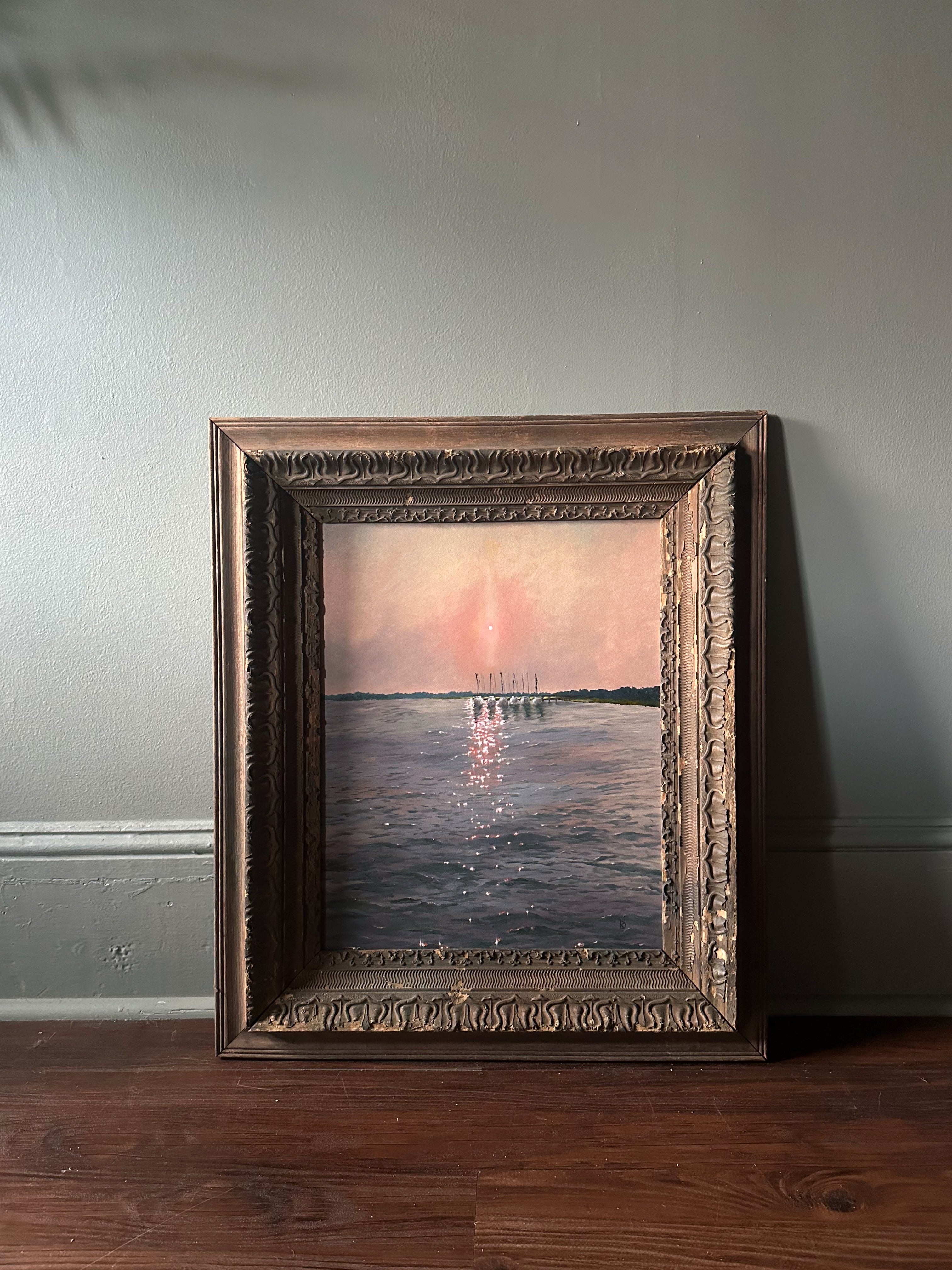“Difference of Perspective” Oil Painting in Antique Frame - 28.5