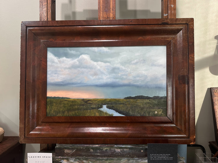 “Leaving Space” Antique Framed Oil Painting - 30.8" x 22"