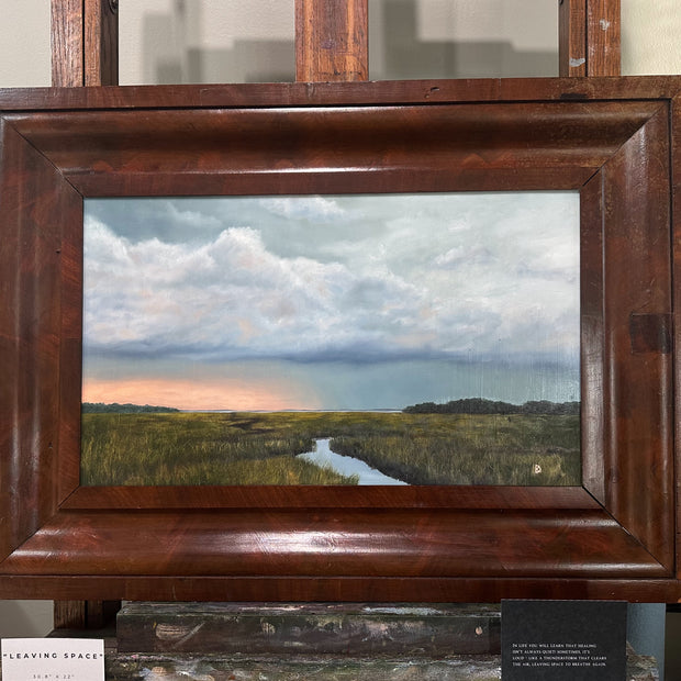 “Leaving Space” Antique Framed Oil Painting - 30.8" x 22"
