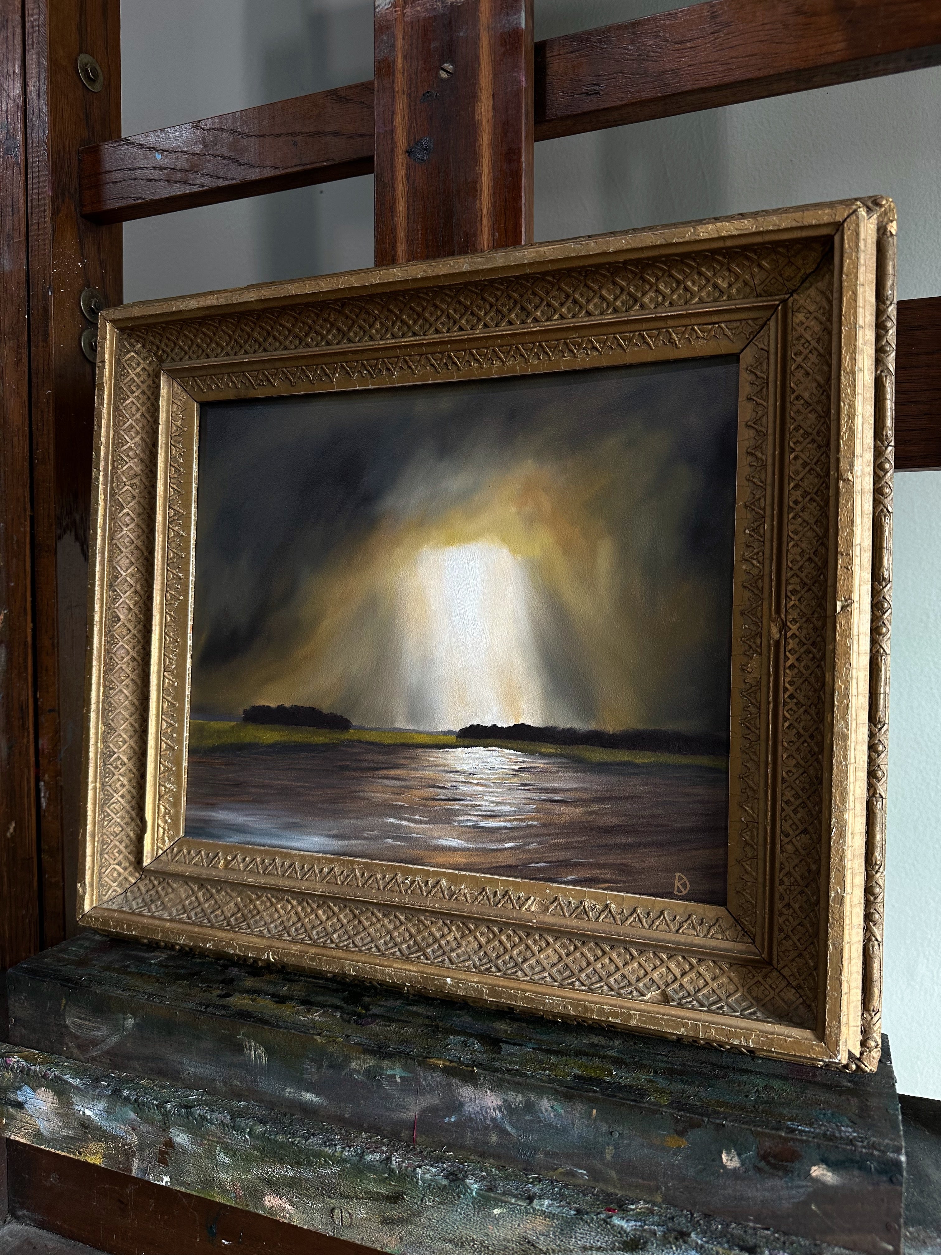 “Ease One Life” Oil Painting in Antique NY Frame - 16.5