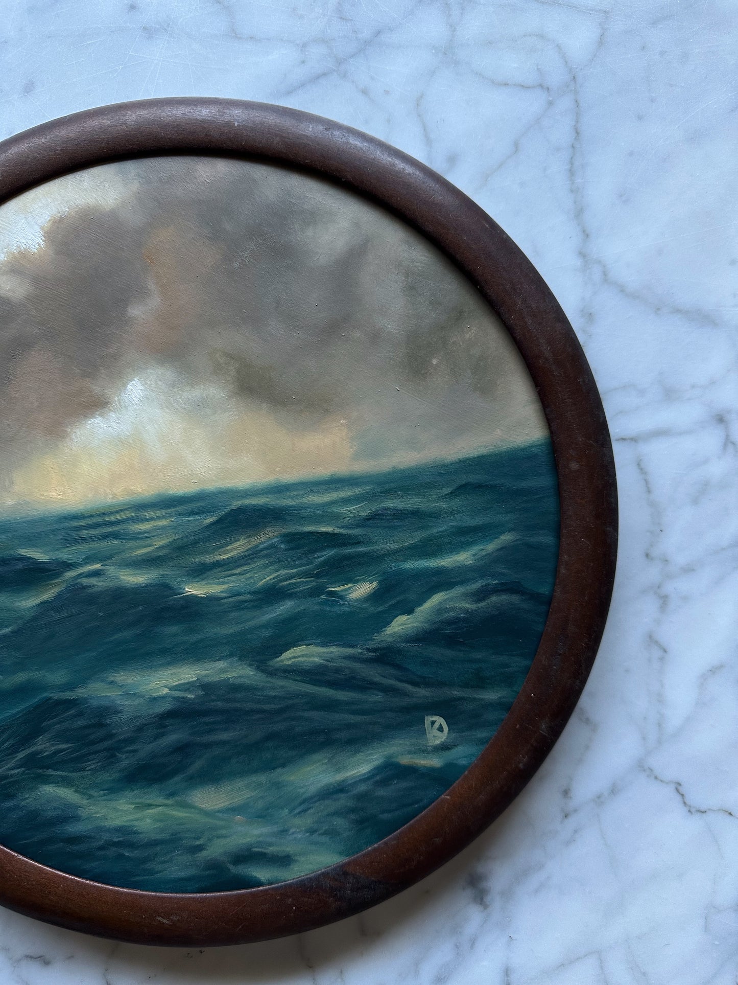 "Far Fairer Days" Oil Painting in Antique Italian Frame - 11"