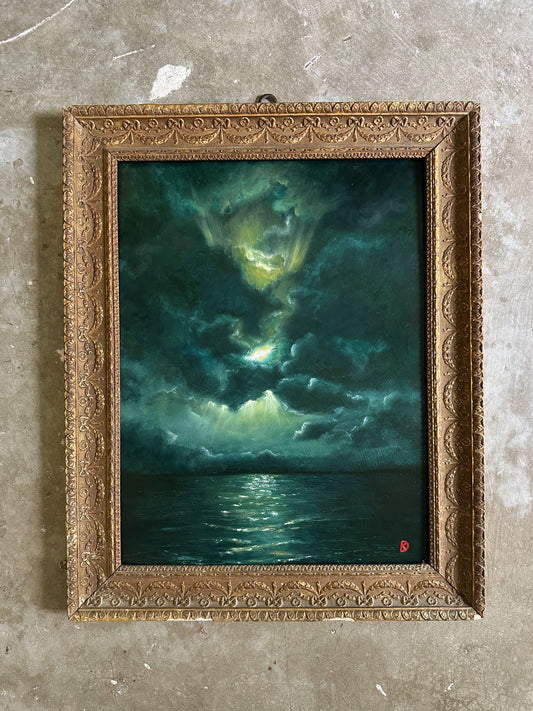 "Travel Slowly" Oil Painting in Antique Italian Frame - 20" x 16.25"