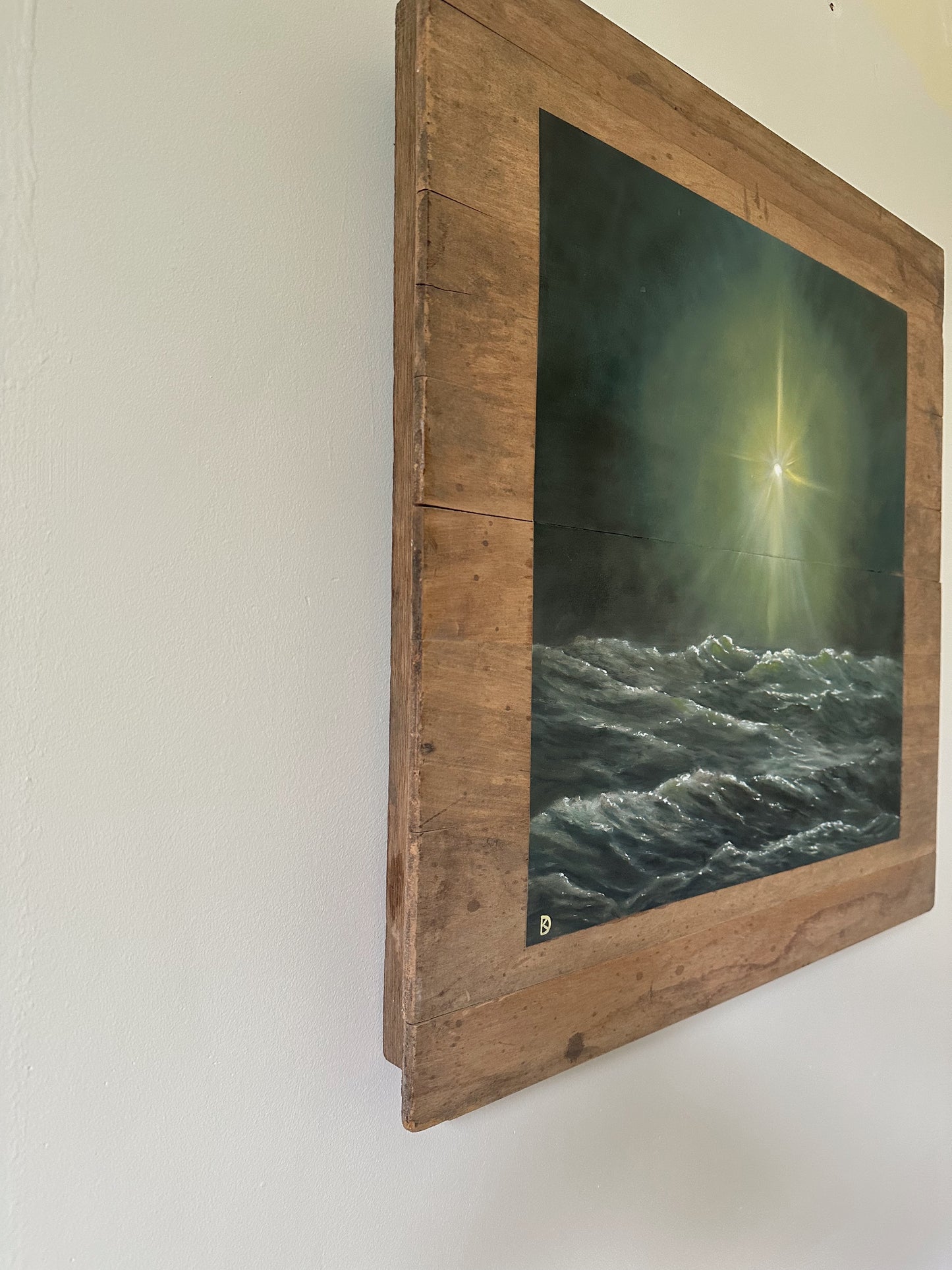 "Hell-Bent on Healing" Oil Painting on Antique Salvage - 24" x 24"