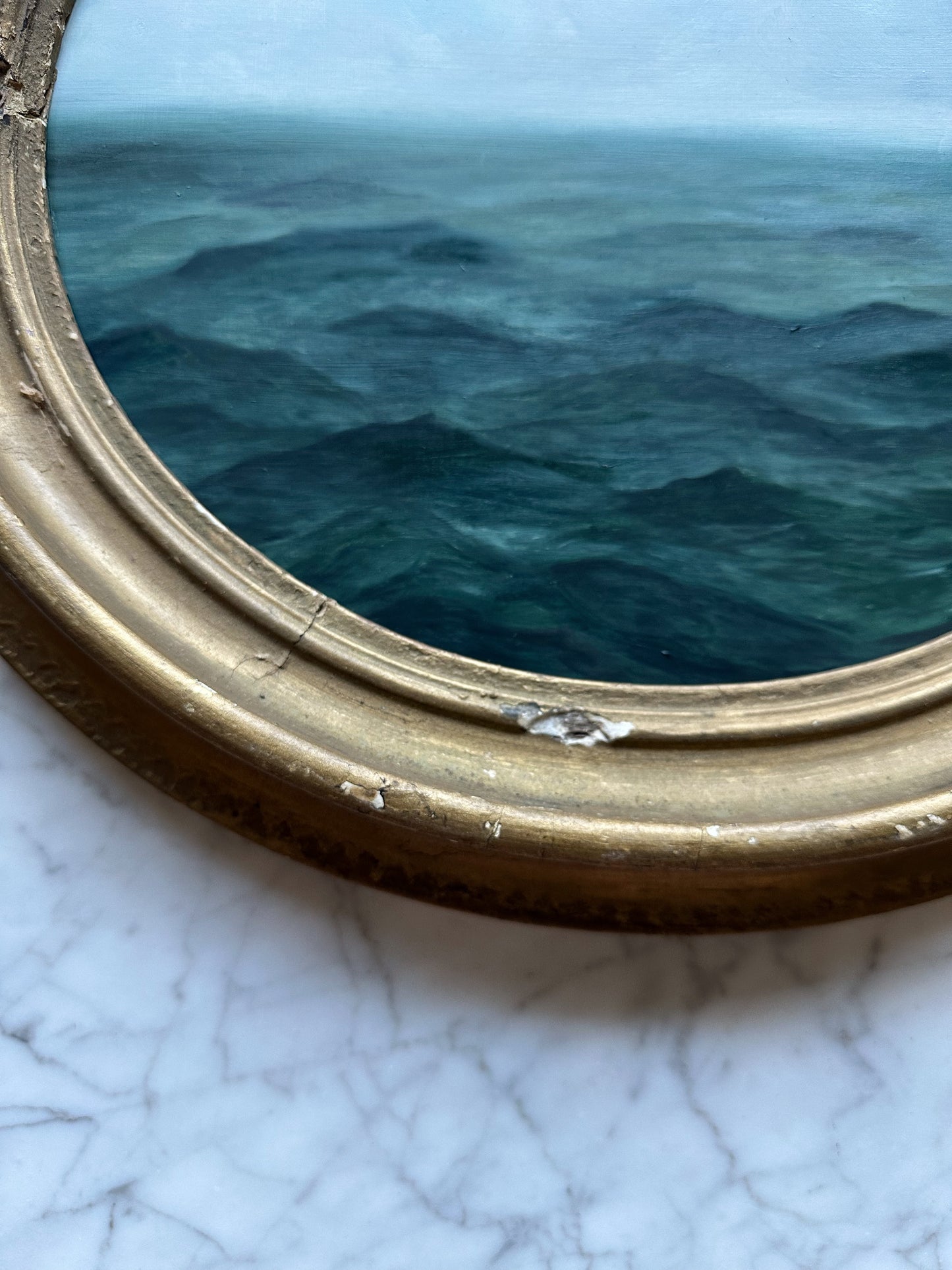 "Homeward" Oil Painting in Antique Frame - 16" x 14"