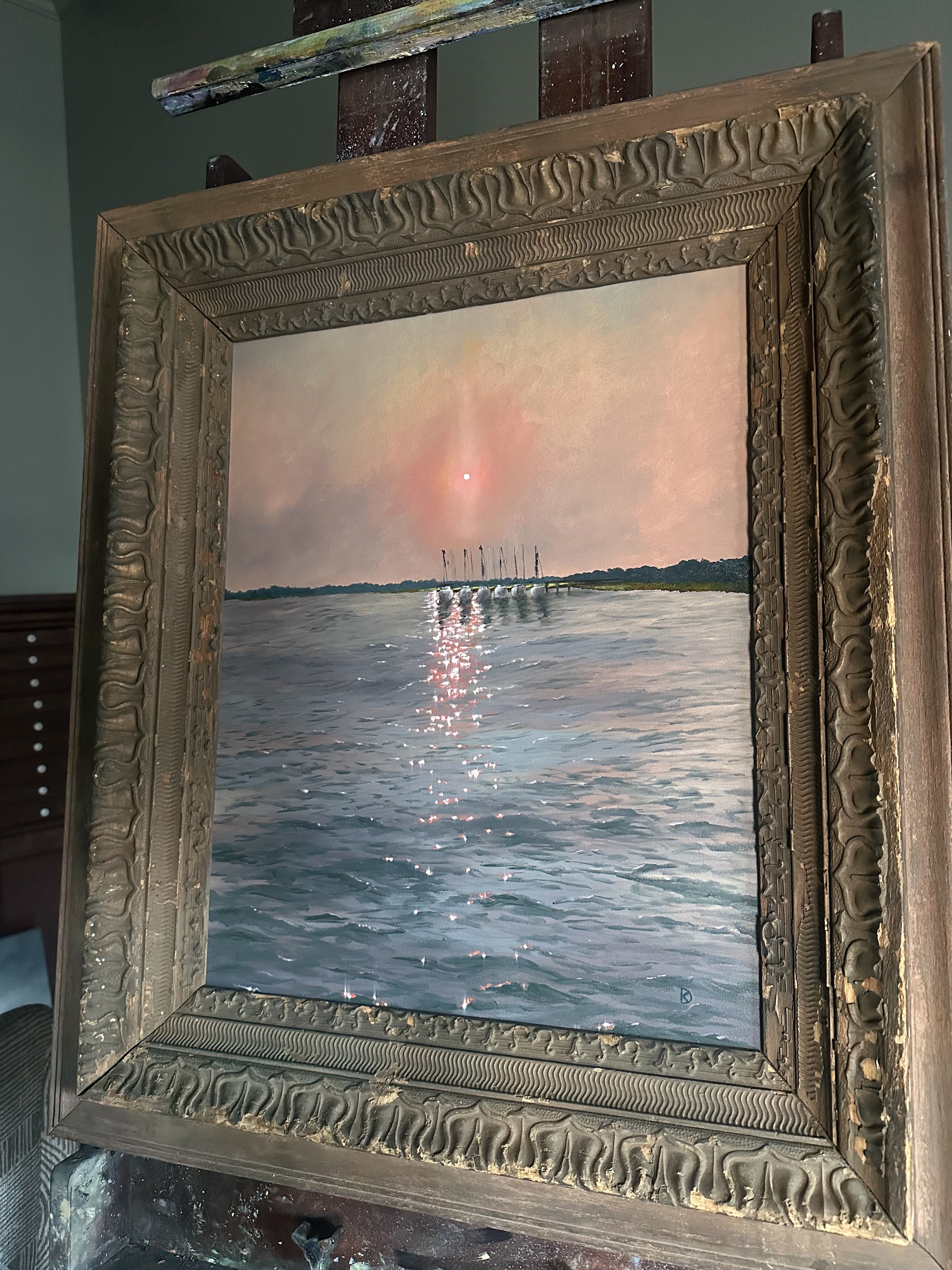“Difference of Perspective” Oil Painting in Antique Frame - 28.5